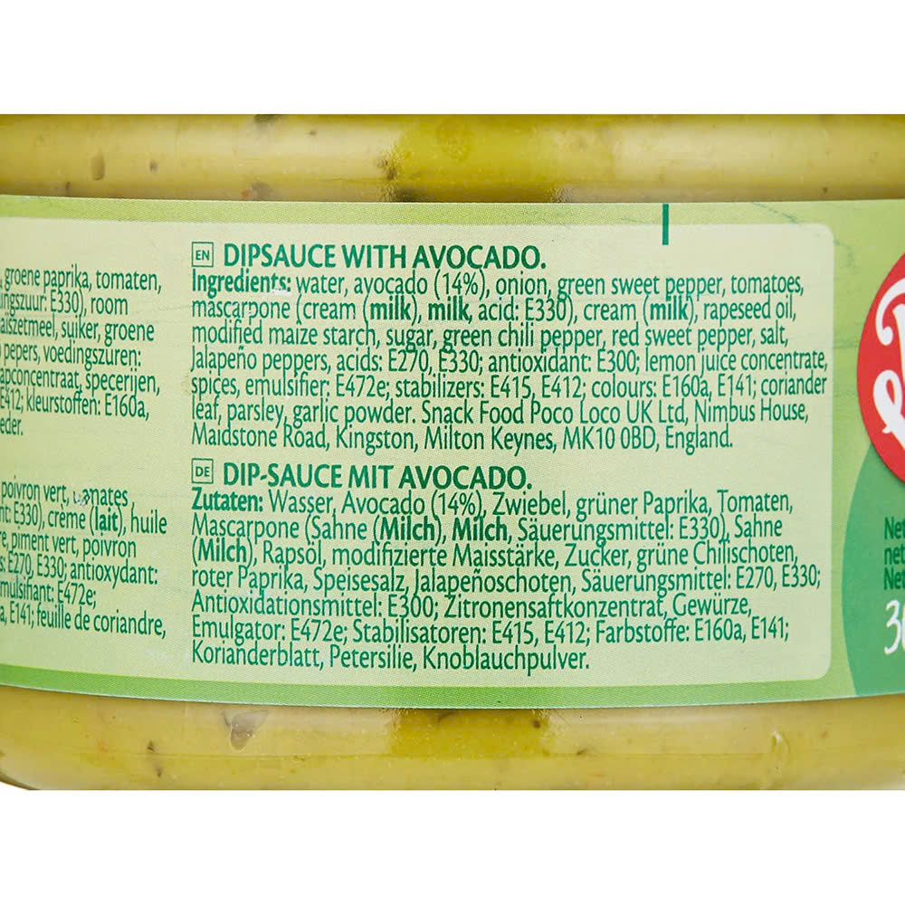 Sốt Quả Bơ (Cay Nhẹ) Salsa Guacamole POCO LOCO, Hộp Thuỷ Tinh 300g