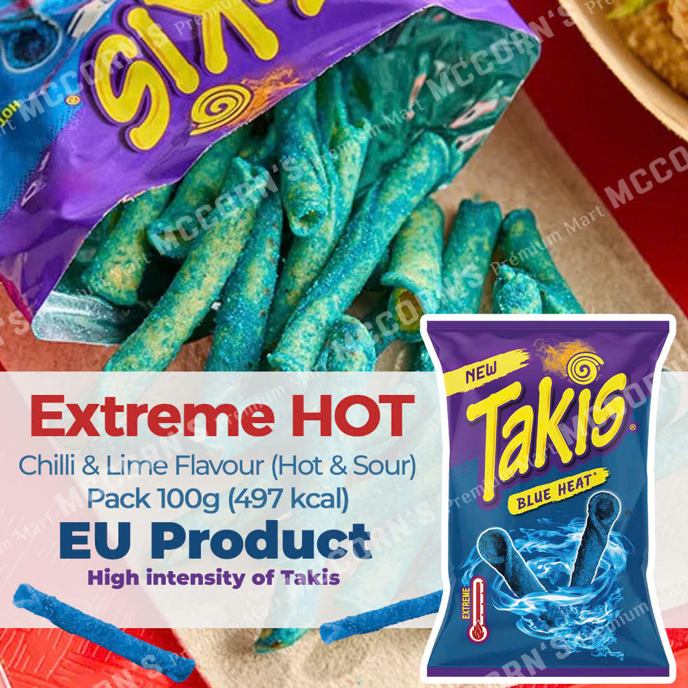 Snack Tortilla Cuộn Cay Chua Takis Blue Heat Rolled Corn Tortilla Chips, Gói 100g