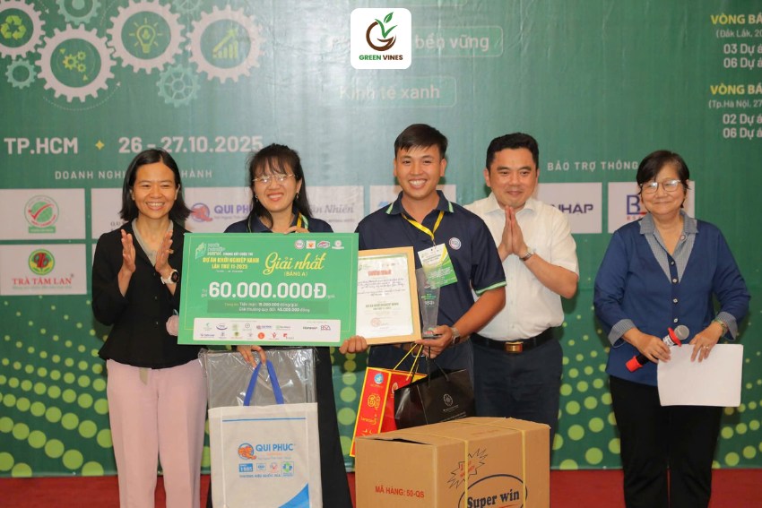 Green Viens nhận giải thưởng giải nhất bảng A cuộc thi khởi nghiệp xanh năm 2025