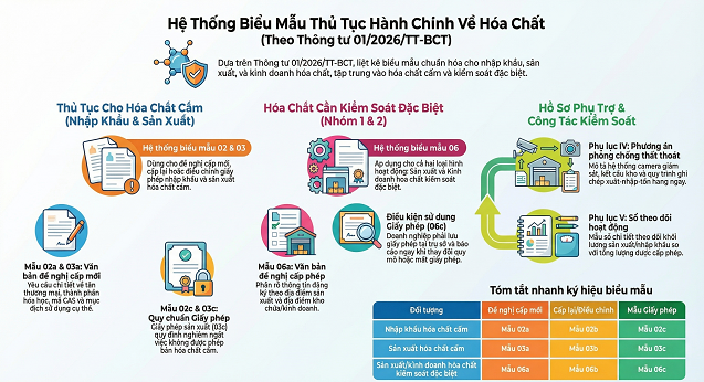 TỔNG KẾT HỆ THỐNG BIỂU MẪU QUẢN LÝ HÓA CHẤT CẤM VÀ HÓA CHẤT CẦN KIỂM SOÁT ĐẶC BIỆT