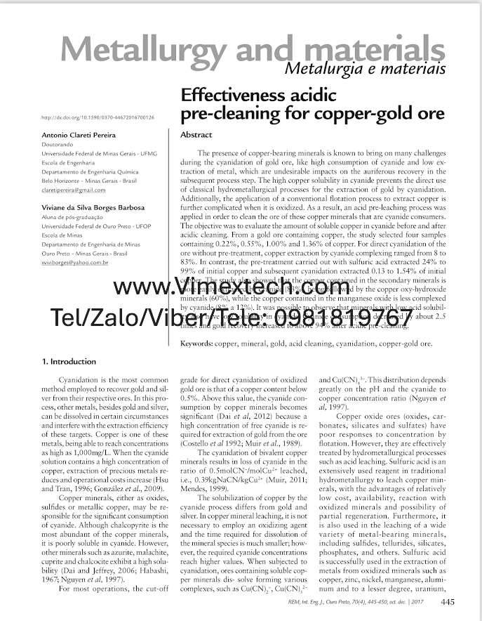 Tóm tắt tài liệu: Tiền xử lý axit đối với quặng vàng-đồng