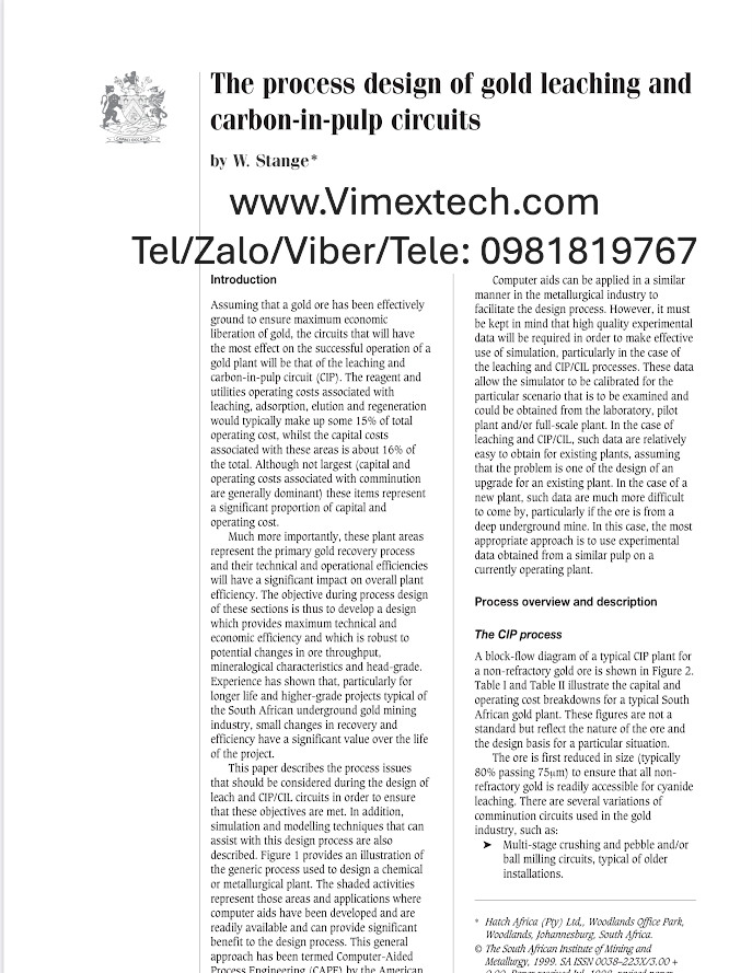 THIẾT KẾ QUY TRÌNH CHIẾT TÁCH VÀNG VÀ THU HỒI AU BẰNG THAN HOẠT TÍNH TRONG QUẶNG