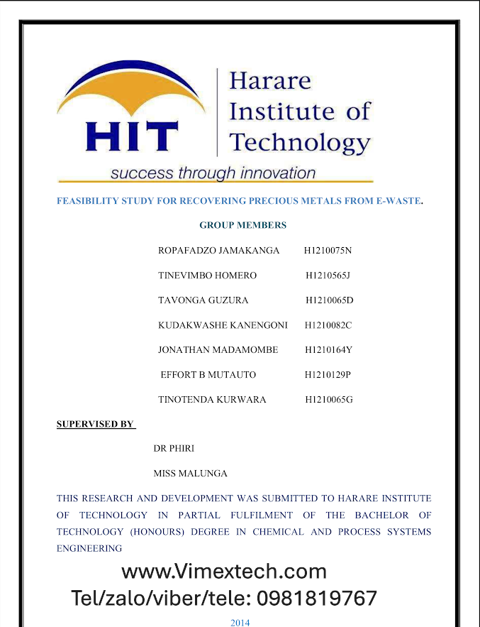 TÓM TẮT BÁO CÁO KHẢ THI: NGHIÊN CỨU KHẢ THI VỀ VIỆC THU HỒI KIM LOẠI QUÝ TỪ RÁC THẢI ĐIỆN TỬ