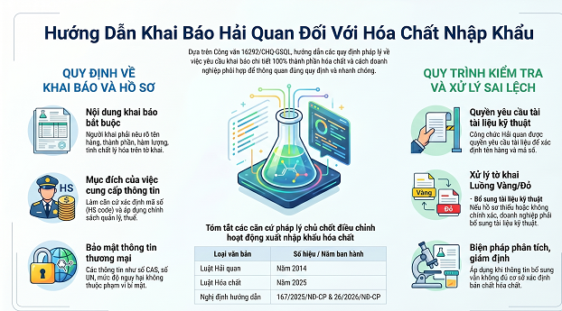 QUY ĐỊNH VỀ KHAI BÁO THÀNH PHẦN HÓA CHẤT TRONG THỦ TỤC HẢI QUAN