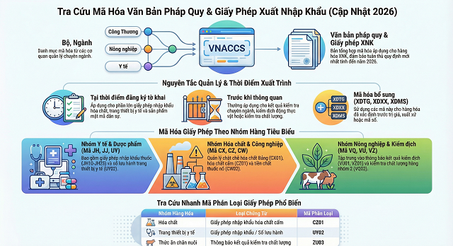 HỆ THỐNG MÃ HÓA VĂN BẢN PHÁP QUY VÀ QUẢN LÝ GIẤY PHÉP TRÊN HỆ THỐNG VNACCS (CẬP NHẬT 2026)