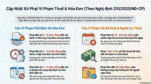 Nghị định số 310/2025/NĐ-CP của Chính phủ: Sửa đổi, bổ sung một số điều của Nghị định số 125/2020/NĐ-CP ngày 19 tháng 10 năm 2020 của Chính phủ quy định xử phạt vi phạm hành chính về thuế, hóa đơn