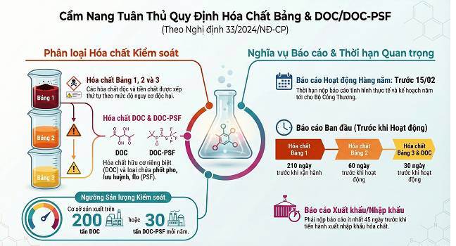 QUY ĐỊNH VỀ QUẢN LÝ HÓA CHẤT THEO CÔNG ƯỚC CẤM VŨ KHÍ HÓA HỌC (NGHỊ ĐỊNH 33/2024/NĐ-CP)