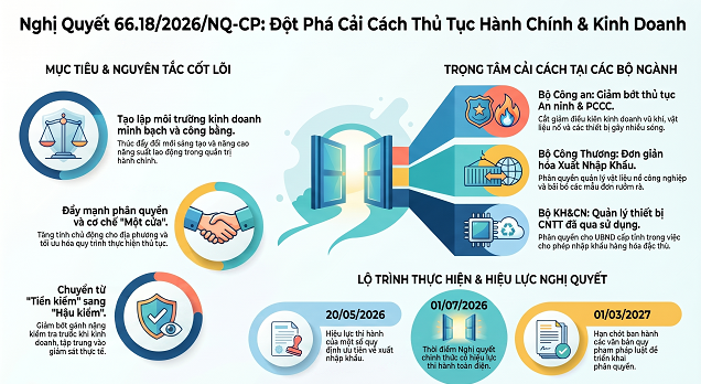 TÓM TẮT NGHỊ QUYẾT 66.18/2026/NQ-CP VỀ CẢI CÁCH THỦ TỤC HÀNH CHÍNH VÀ ĐIỀU KIỆN KINH DOANH