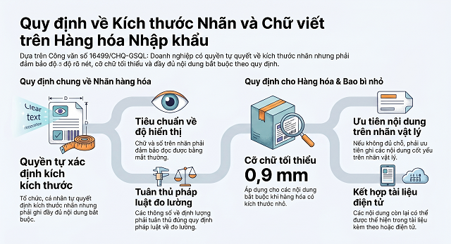 QUY ĐỊNH VỀ KÍCH THƯỚC NHÃN VÀ CHỮ TRÊN NHÃN HÀNG HÓA NHẬP KHẨU