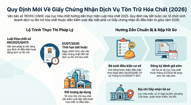 QUY ĐỊNH VỀ GIẤY CHỨNG NHẬN ĐỦ ĐIỀU KIỆN HOẠT ĐỘNG DỊCH VỤ TỒN TRỮ HÓA CHẤT