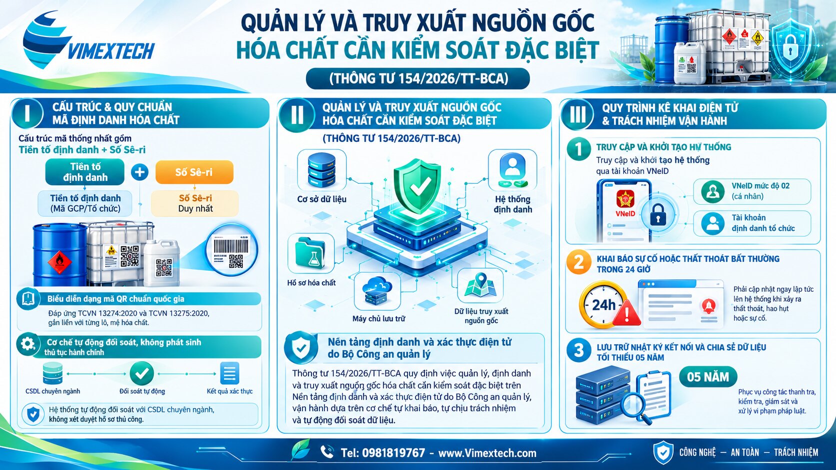 QUY ĐỊNH QUẢN LÝ, ĐỊNH DANH VÀ TRUY XUẤT NGUỒN GỐC HÓA CHẤT CẦN KIỂM SOÁT ĐẶC BIỆT (THÔNG TƯ 154/2026/TT-BCA)