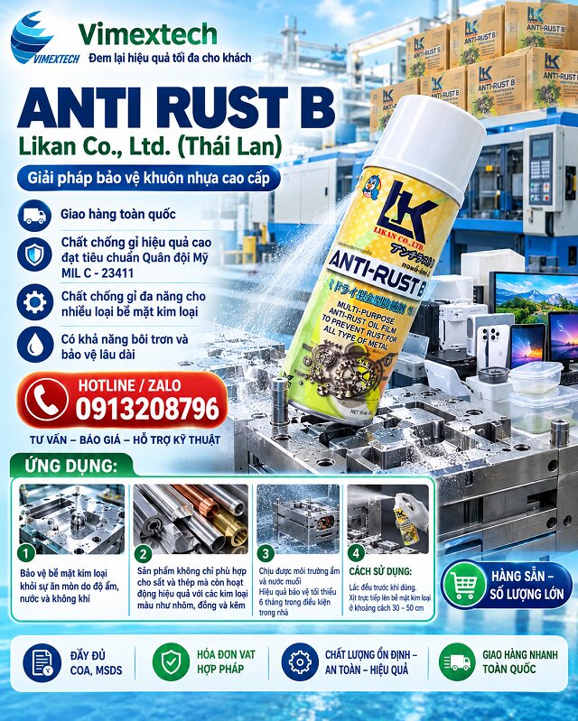 ANTI-RUST B -Bình xịt chống gỉ cho khuôn nhựa - Thái lan - 350ml