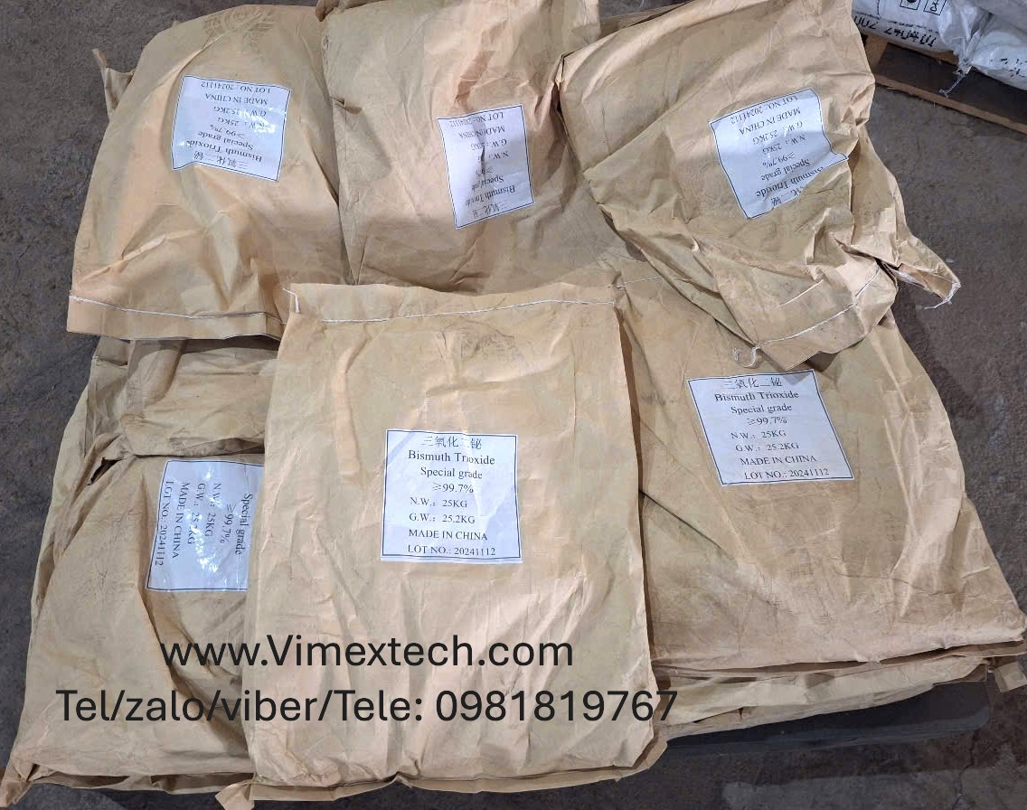 Bismuth Oxide (Bi₂O₃)-TQ-25kg- Tính Chất Lý Hóa và Ứng Dụng Công Nghiệp