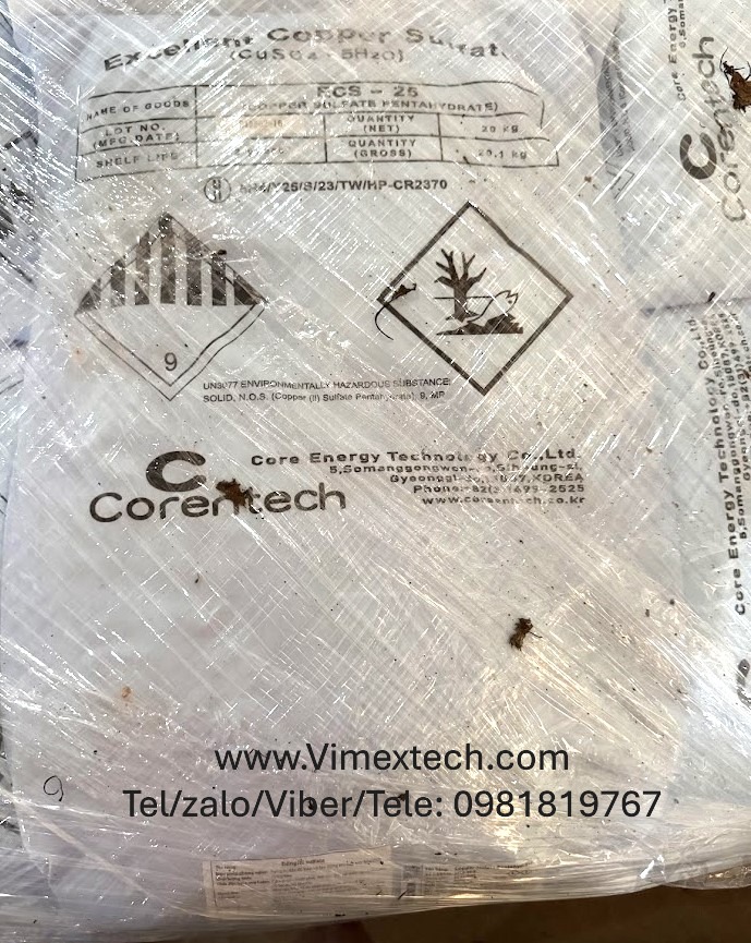 Đồng sunphat - CuSO4 - HQ - 20kg - hàng chất lượng cao cấp dùng cho mạ điện, xử lý rêu tảo nước bể bơi
