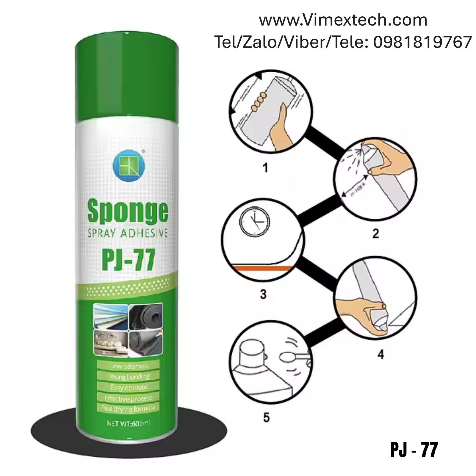 Bình xịt keo dán đa năng (High Performance Spray Adhesive) PJ77 - 600ml/Chai