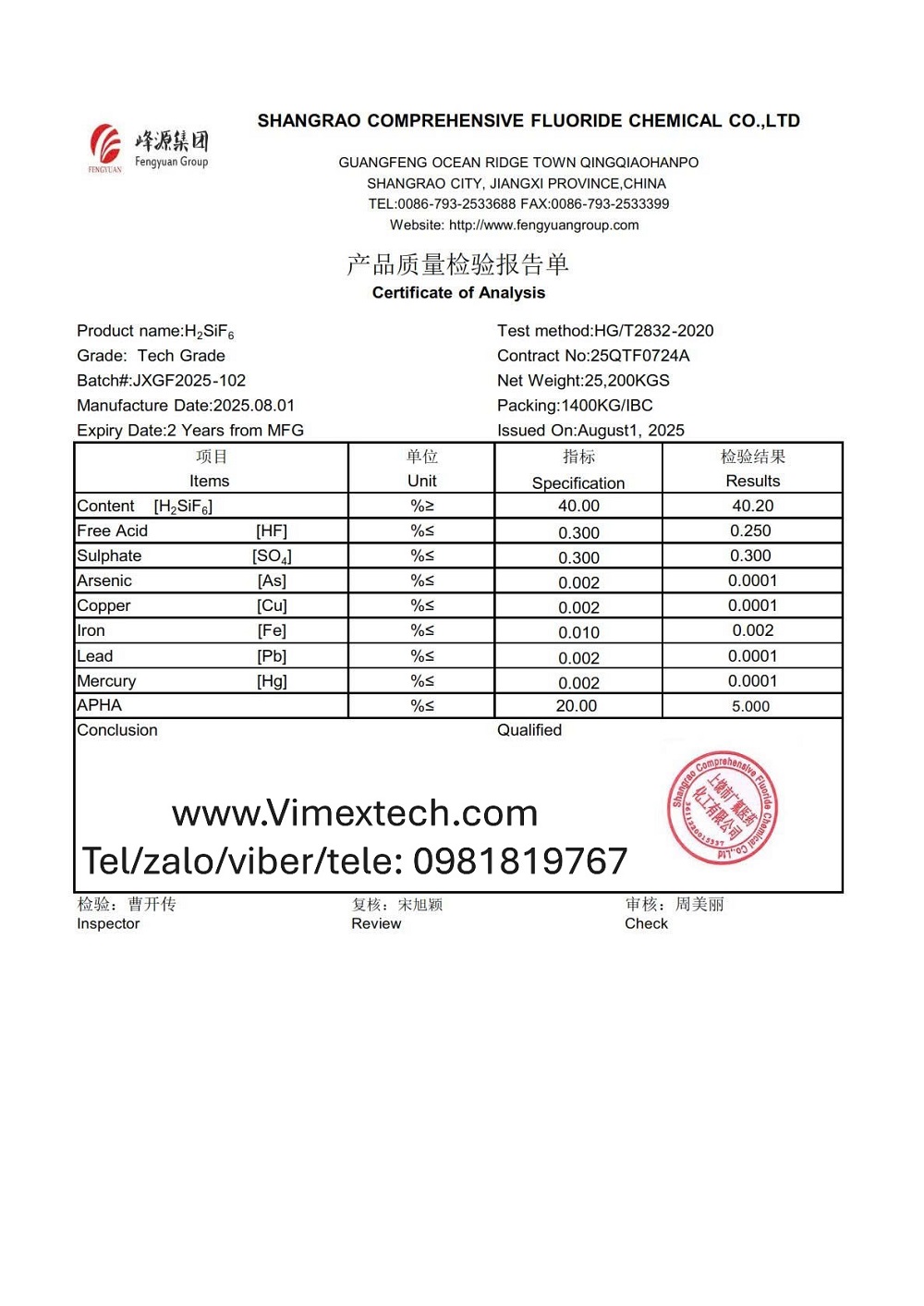 Axit flosilisic-H₂SiF₆ (Hexafluorosilicic Acid)-TQ-CN-1400kg- Tính Chất Hóa Lý và Ứng Dụng Công Nghiệp