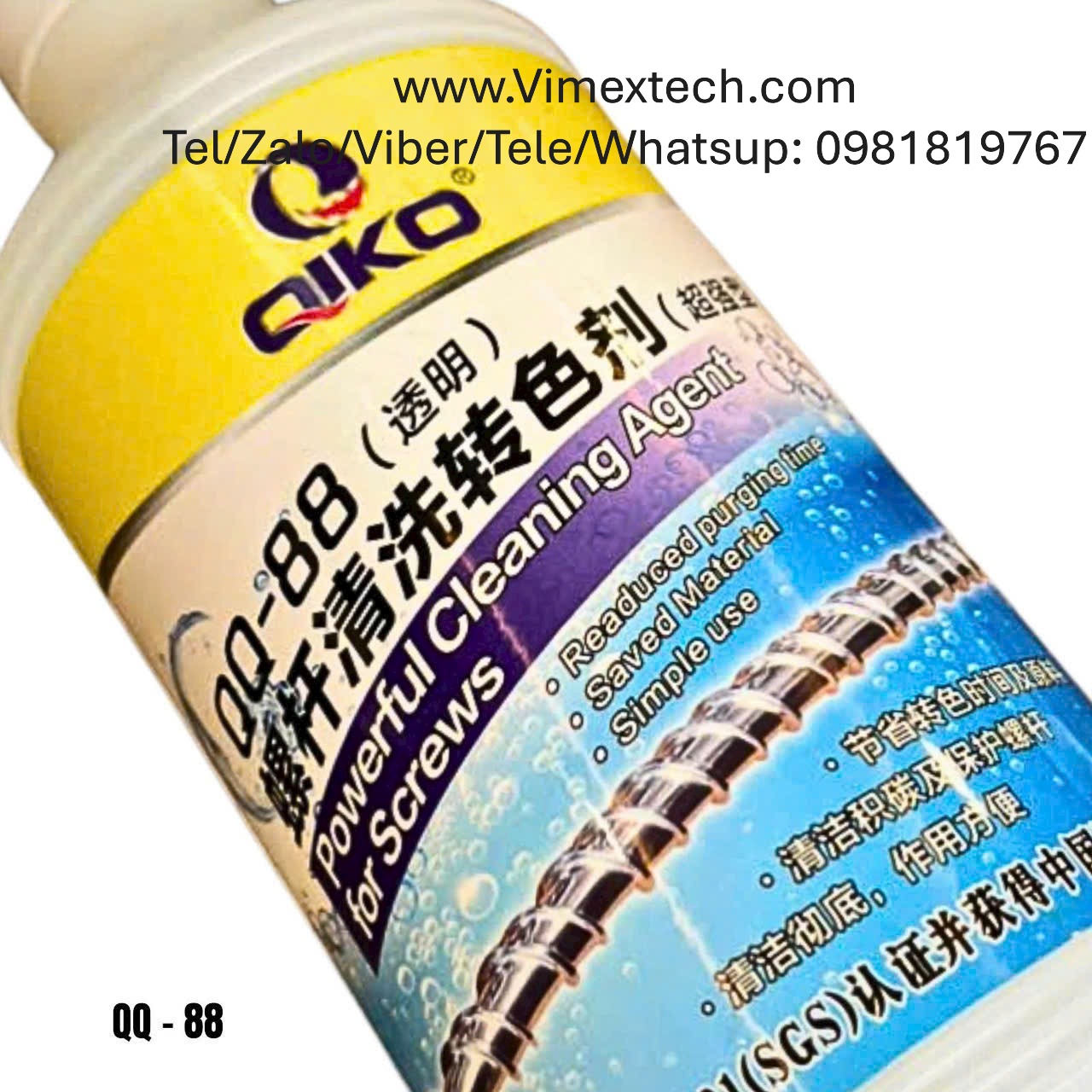 QQ88-Dung dịch tẩy nòng trục vít khuôn nhựa-TQ-550ml- Tính chất lý hóa và so sánh khi sử dụng Asaclean làm sạch khuôn nhựa