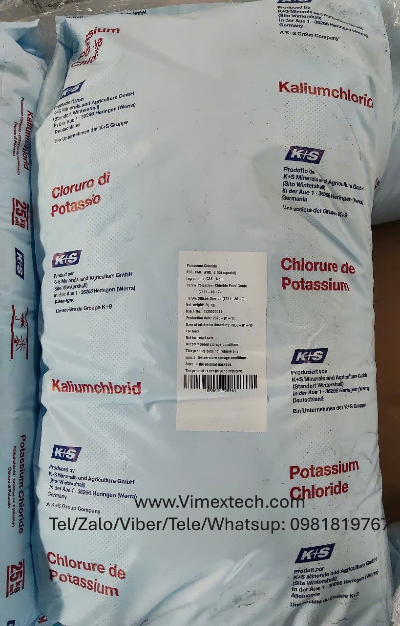 Kali clorua (KCl) - Đức - Thực phẩm - 25kg- Tính chất hóa lý và ứng dụng của nó