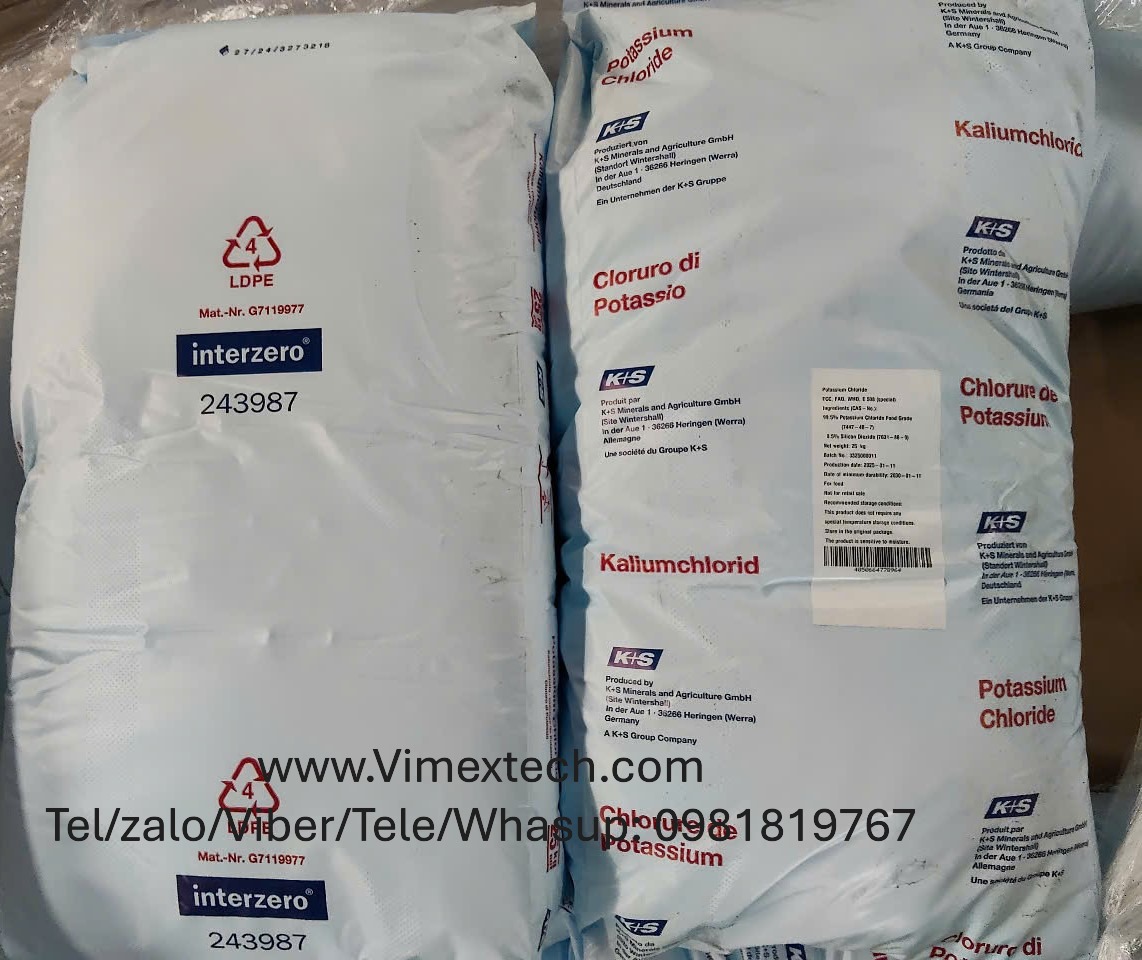 Kali clorua (KCl) - Đức - Thực phẩm - 25kg- Tính chất hóa lý và ứng dụng của nó