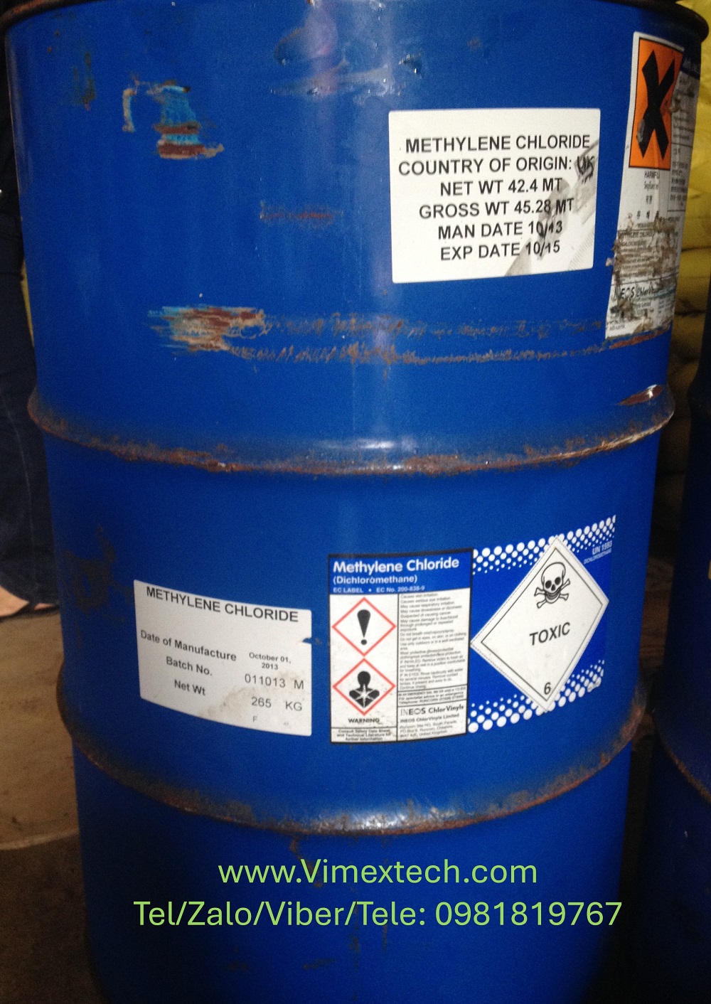 Metylen clorua - Diclometan - CH2Cl2- TQ - Công nghiệp - 270kg - Tính chất hóa lý và ứng dụng của nó