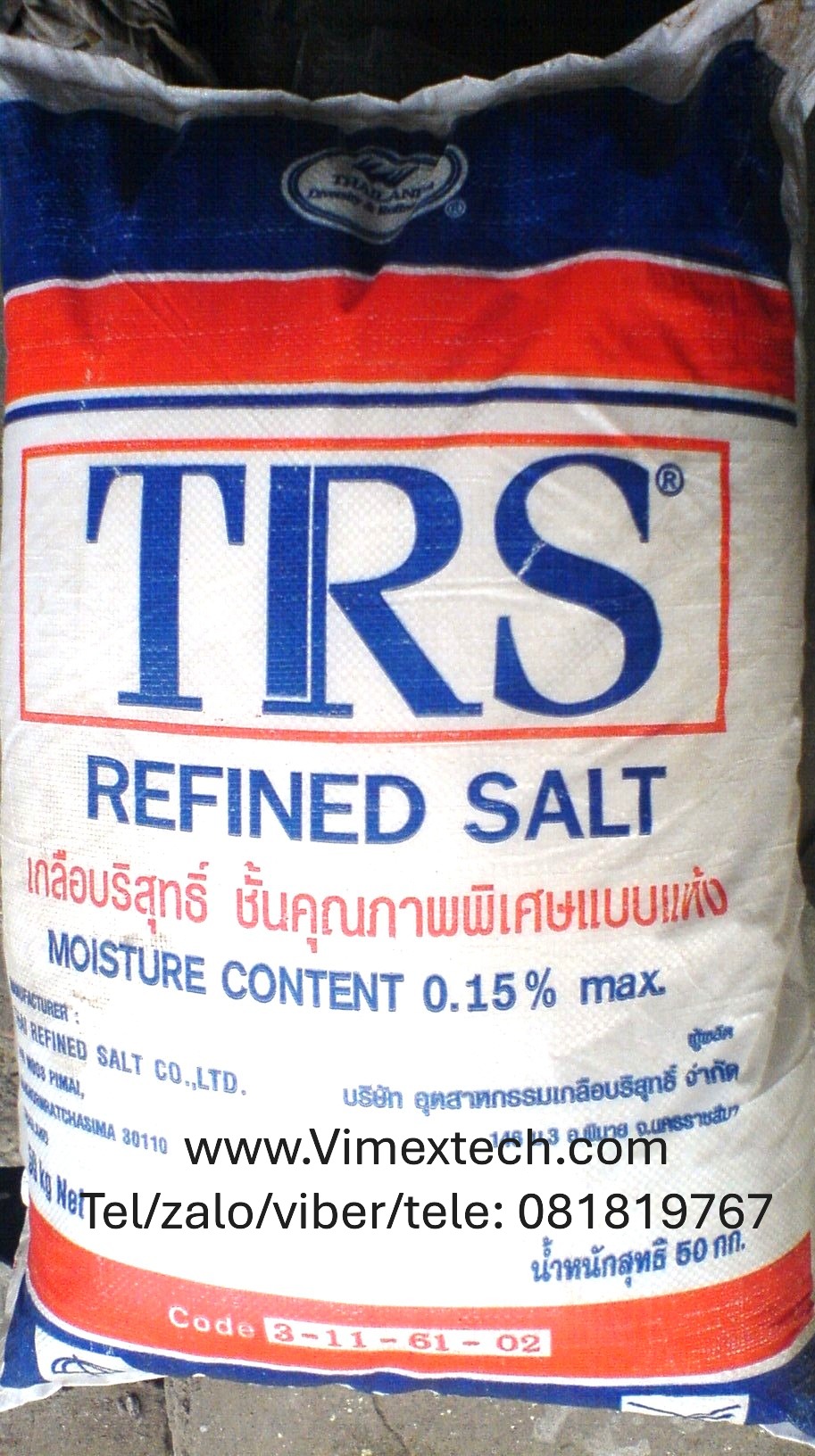 Natri clorua - NaCl - bột mịn - Thái lan - công nghiệp - 50kg