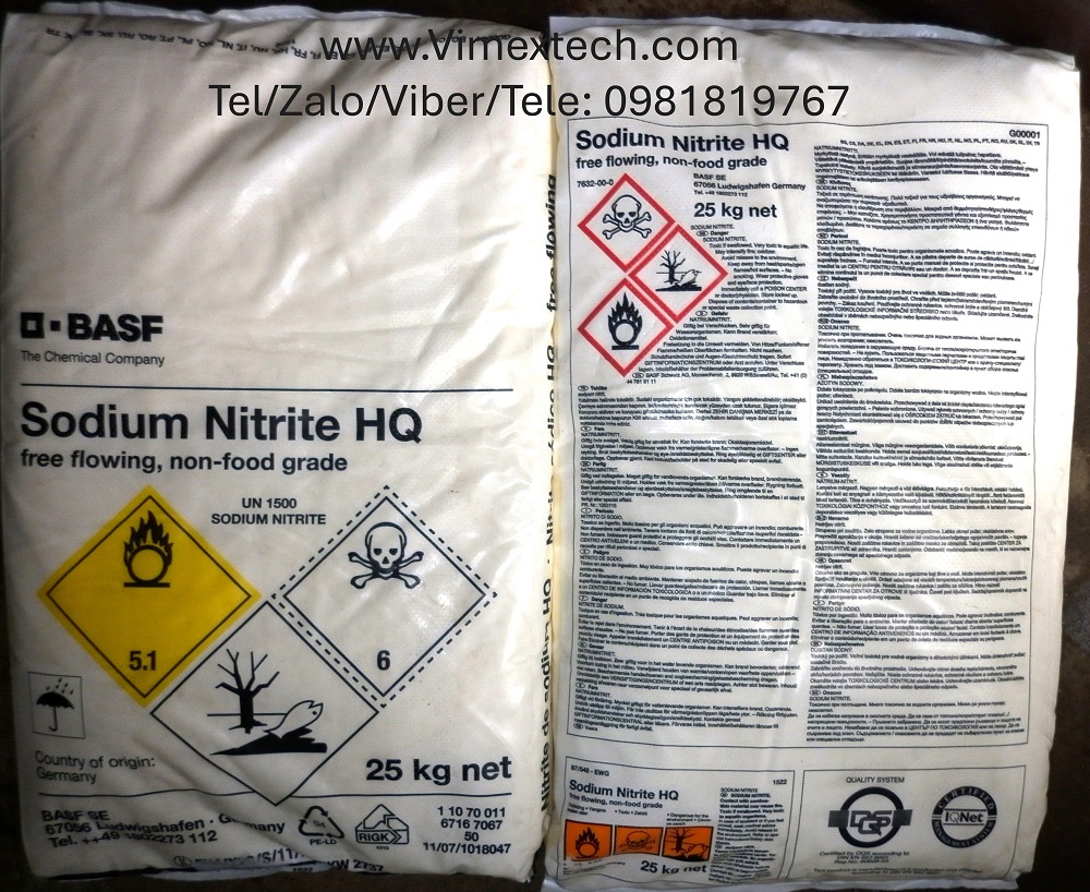 NATRI NITRIT (NaNO2) - TQ - CN-25kg - Tính chất hóa lý và ứng dụng.