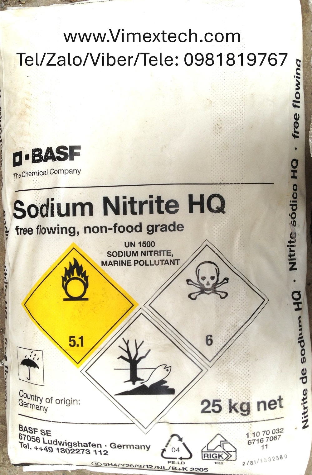 NATRI NITRIT (NaNO2) - TQ - CN-25kg - Tính chất hóa lý và ứng dụng.