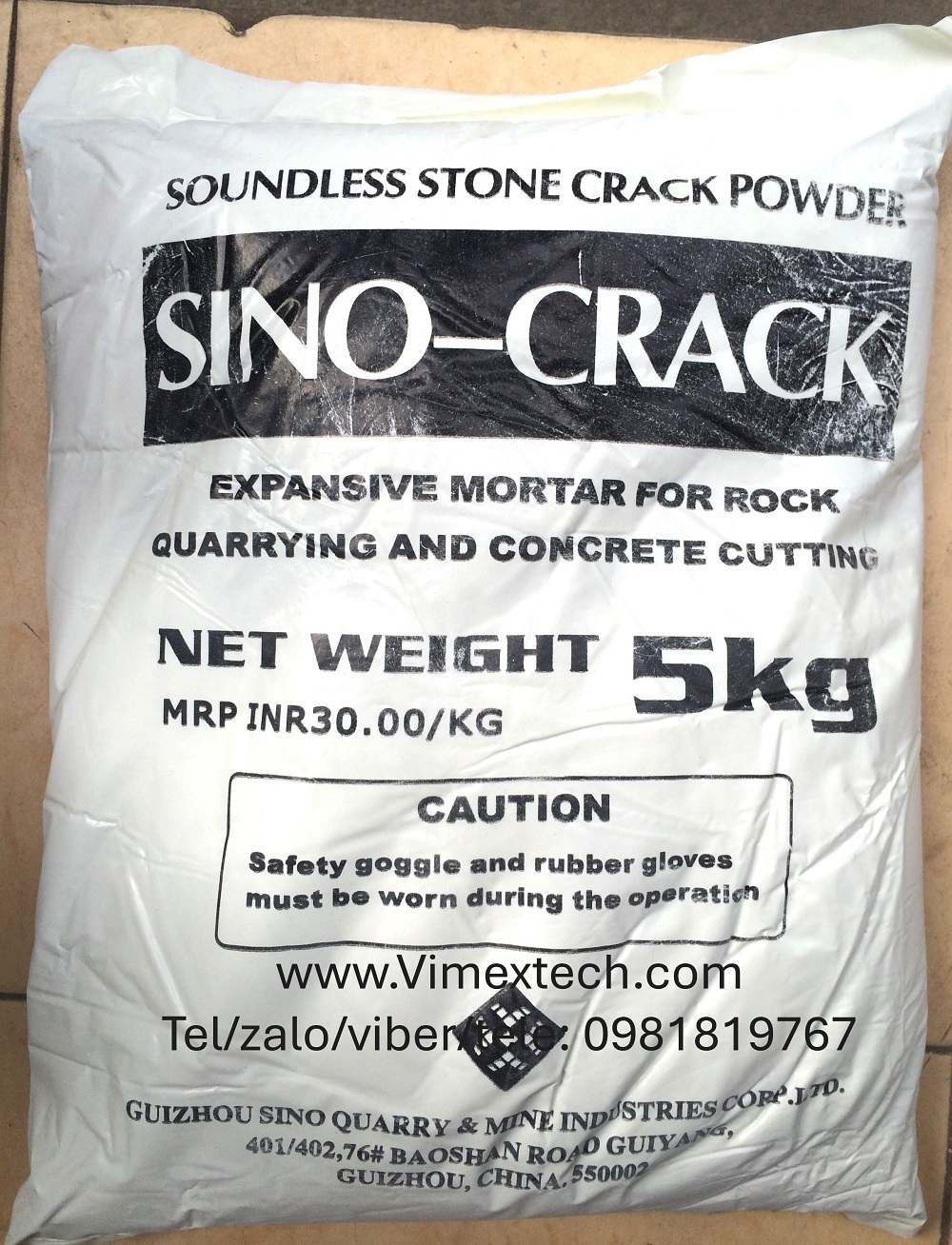 SINOCRACK  - Bột nở tách đá - soundless stone cracking agent - expansive