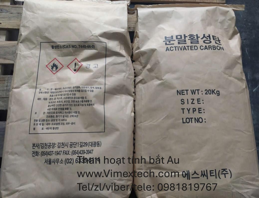 Than hoạt tính hấp phụ vàng trong dung dịch triết tách Au.