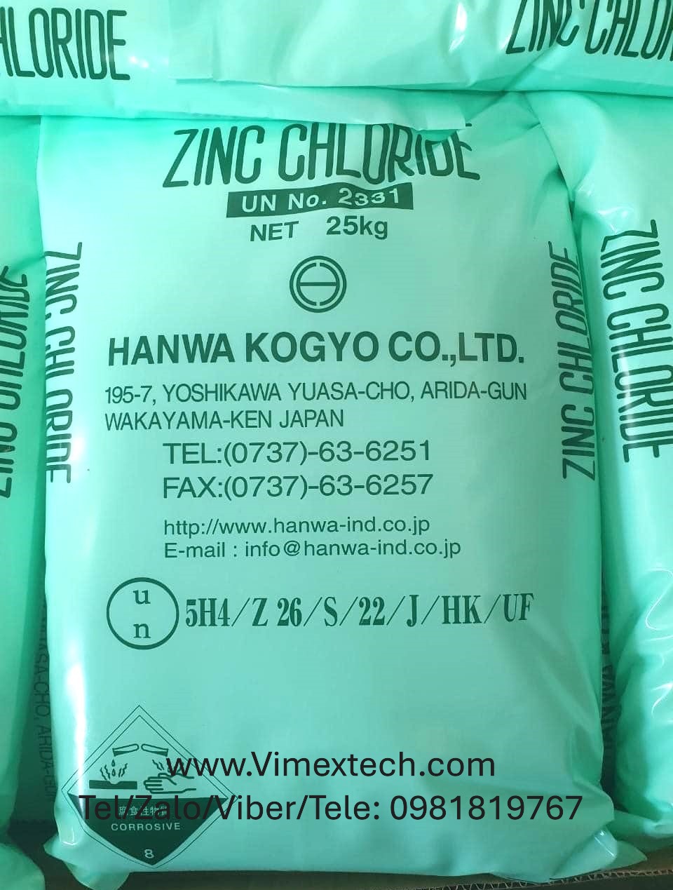 Kẽm clorua-ZnCl2-Nhật-CN-25kg-Tính chất lý hóa và ứng dụng của nó