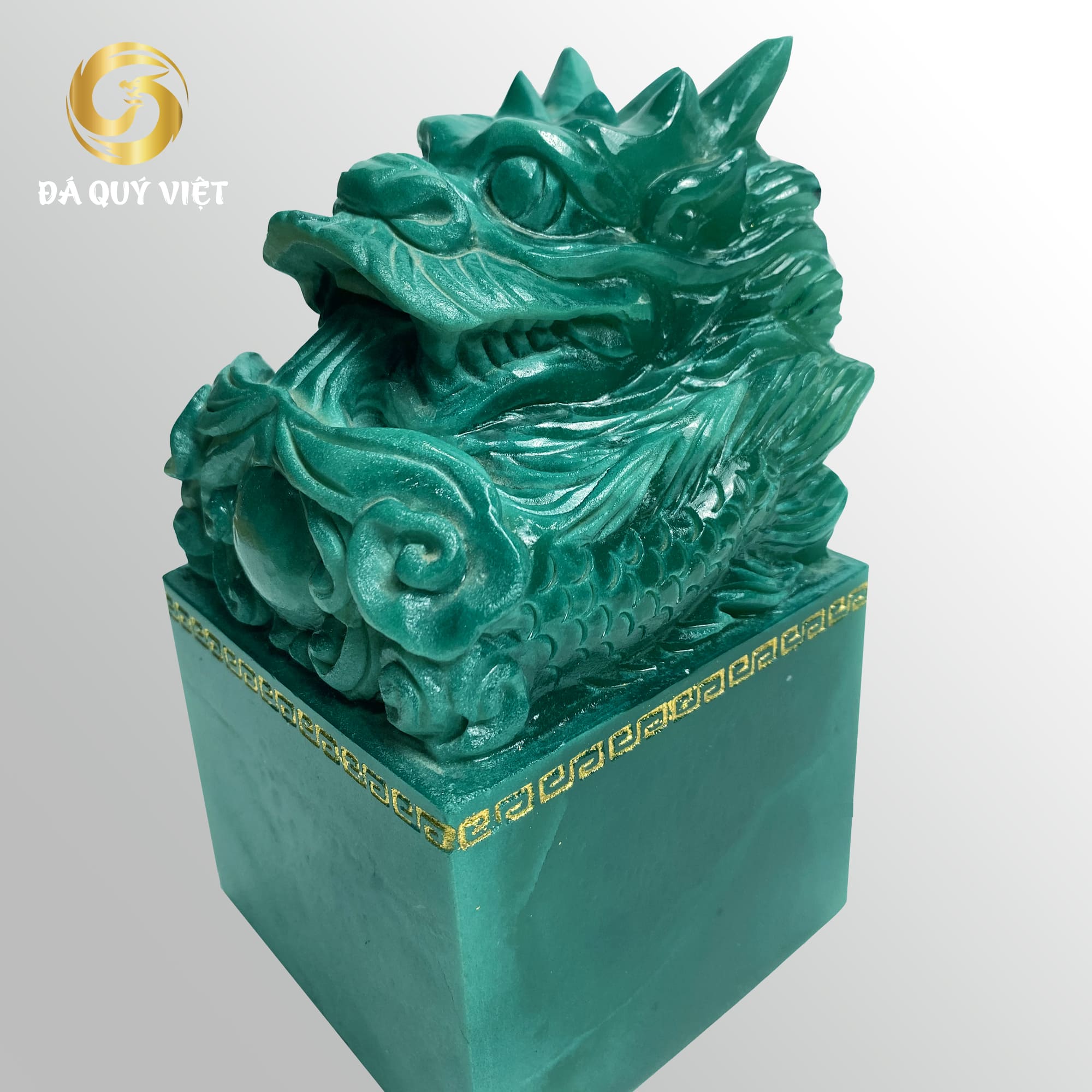 Ấn Rồng phong thuỷ Đá thạch anh xanh