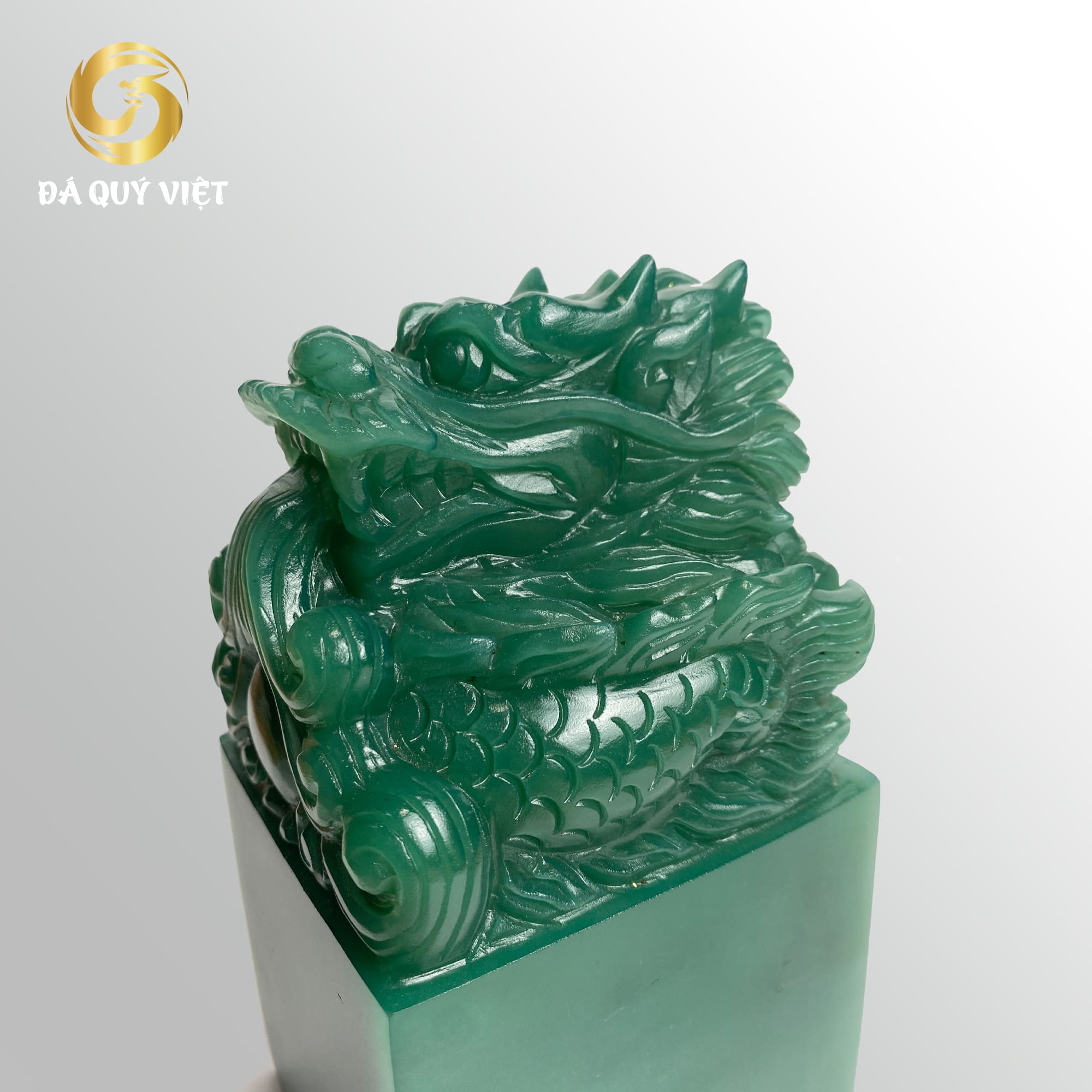 Ấn rồng phong thuỷ đá thạch anh xanh