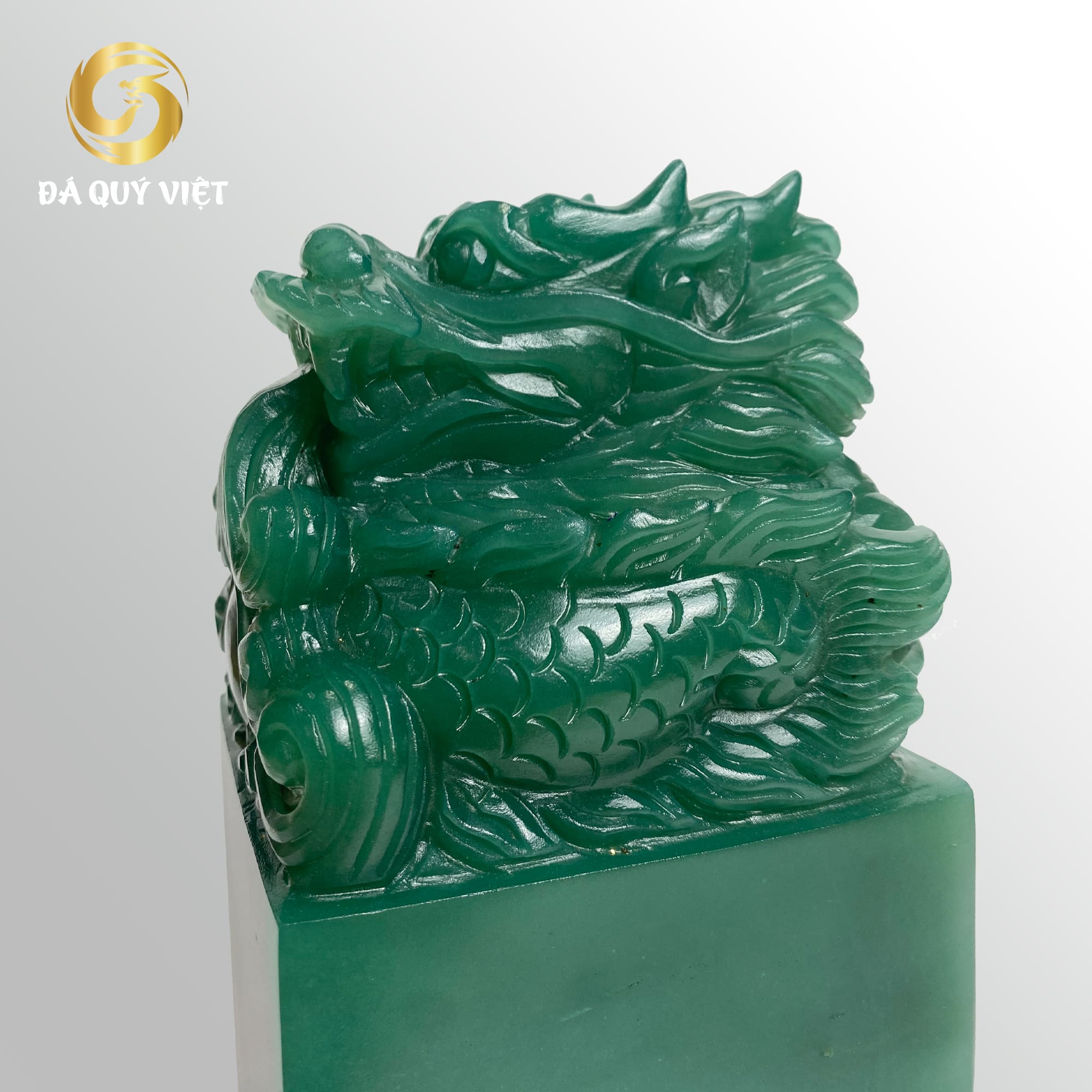 Ấn rồng phong thuỷ đá thạch anh xanh