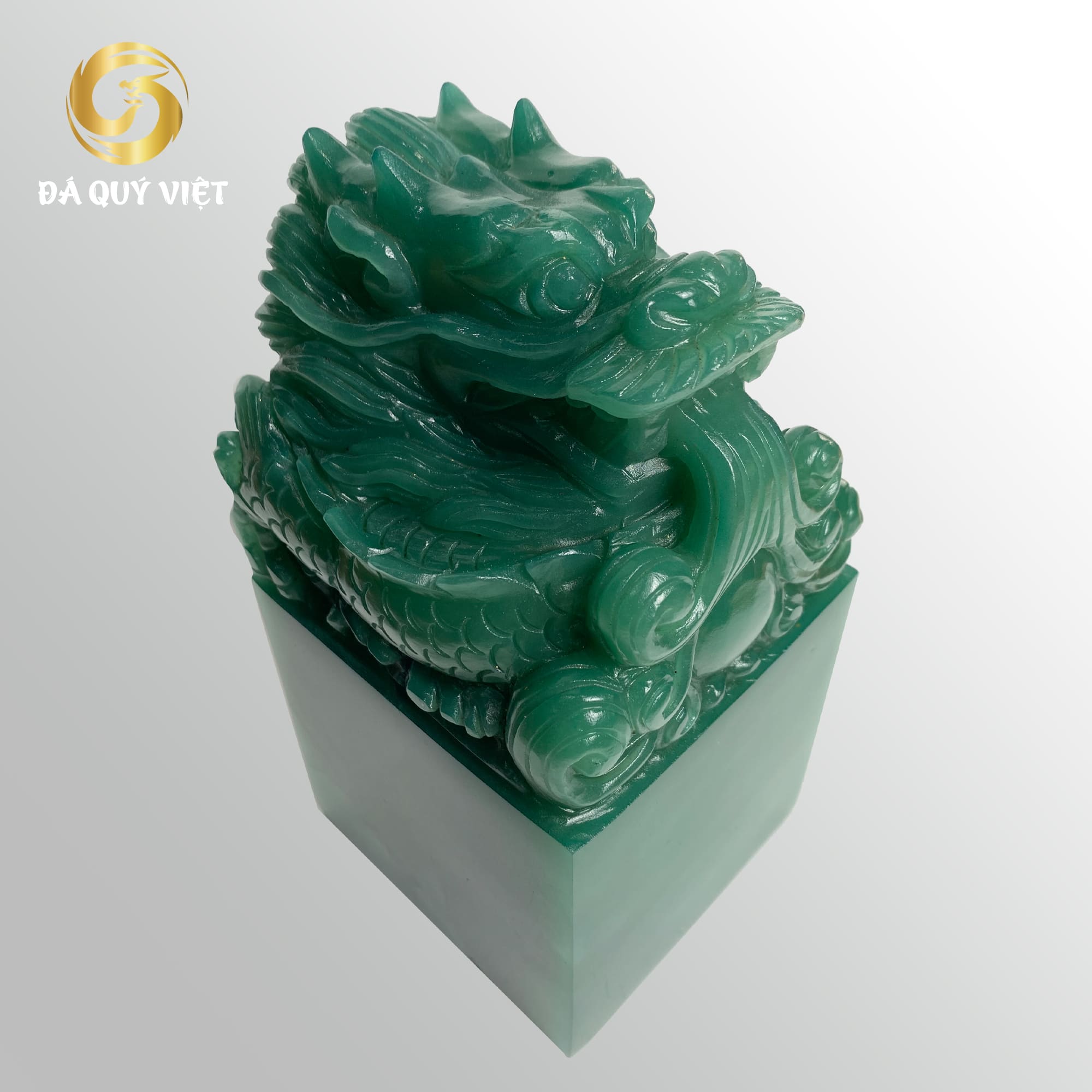 Ấn rồng phong thuỷ đá thạch anh xanh