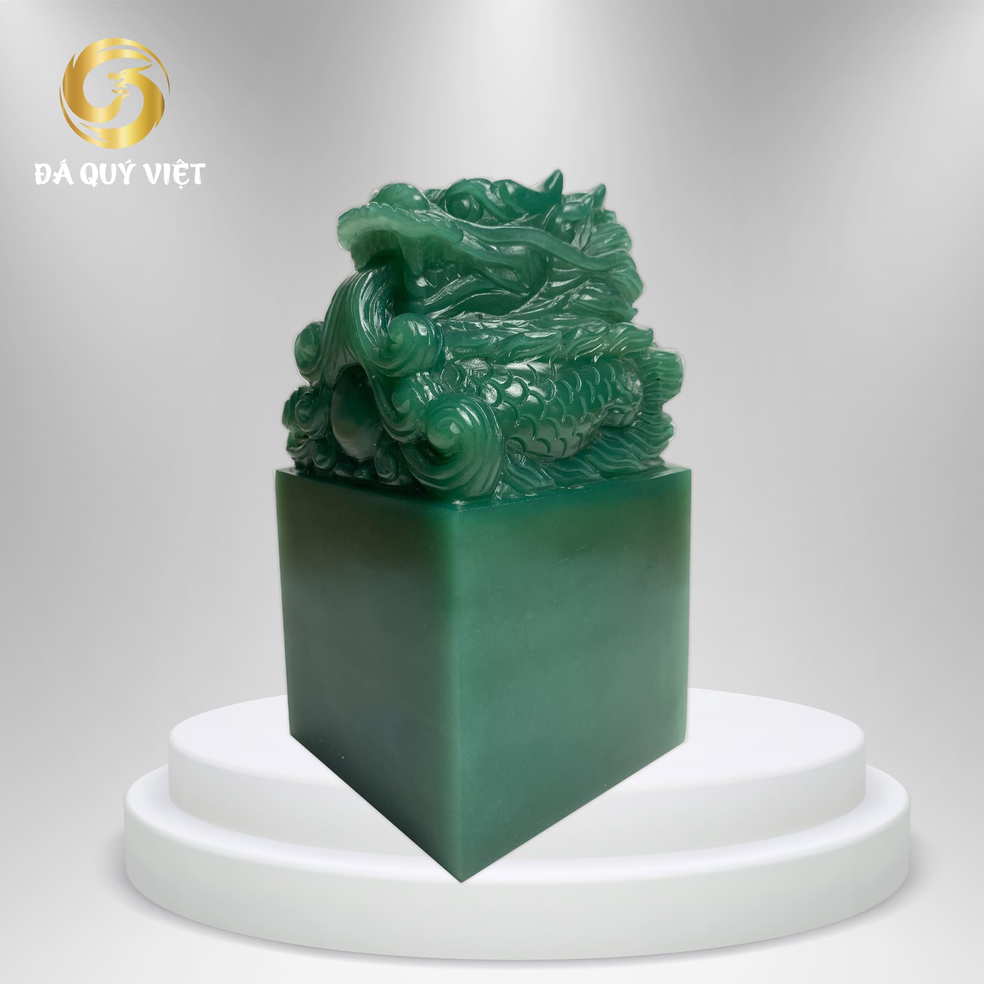 Ấn rồng phong thuỷ đá thạch anh xanh