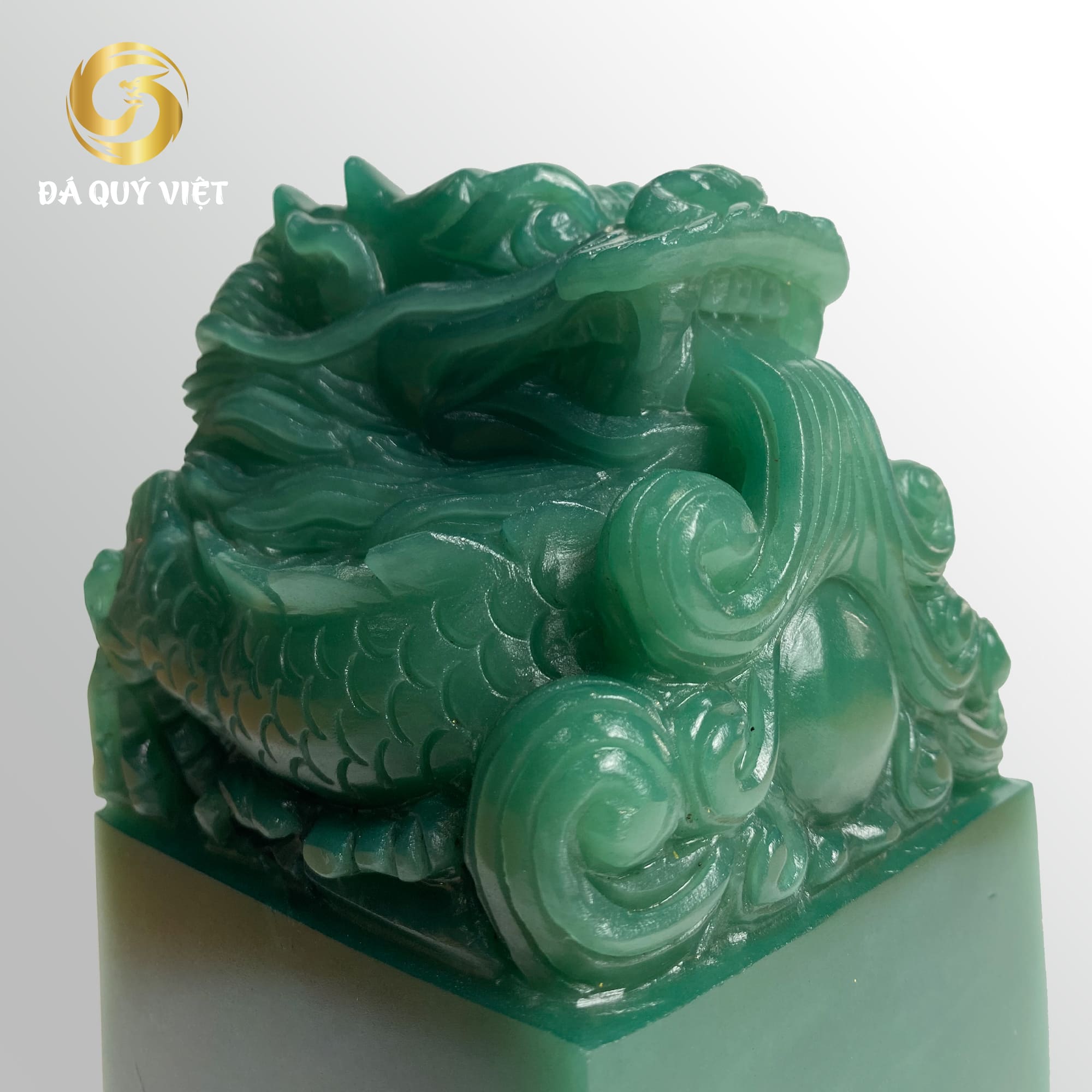 Ấn rồng phong thuỷ đá thạch anh xanh