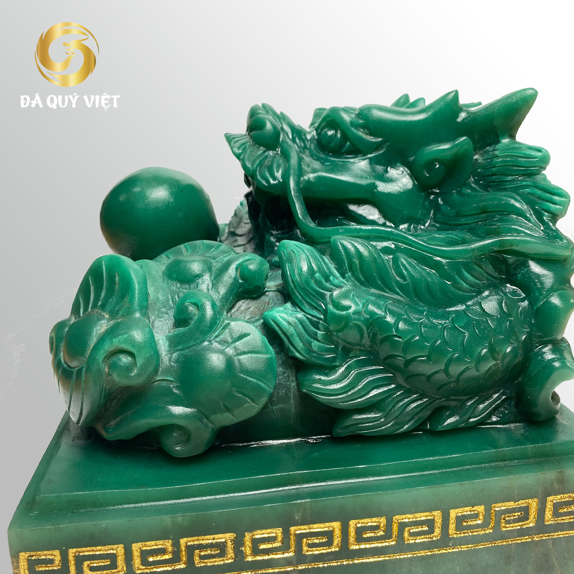 Ấn rồng phong thuỷ đá thạch anh Xanh