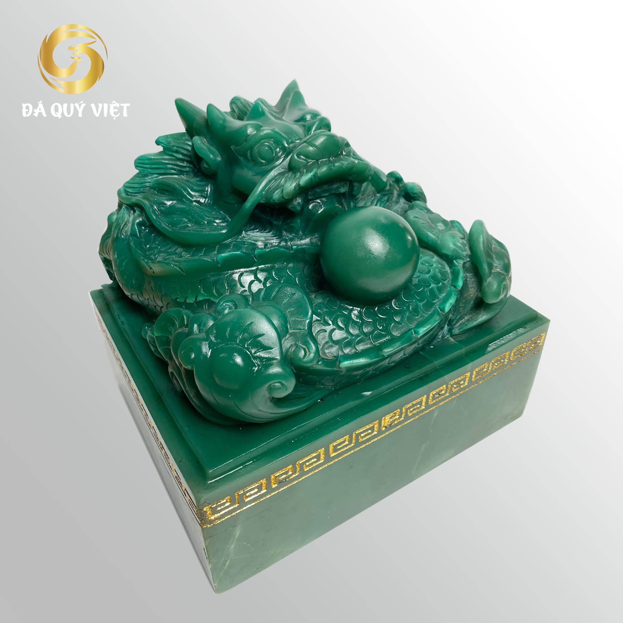 Ấn rồng phong thuỷ đá thạch anh Xanh