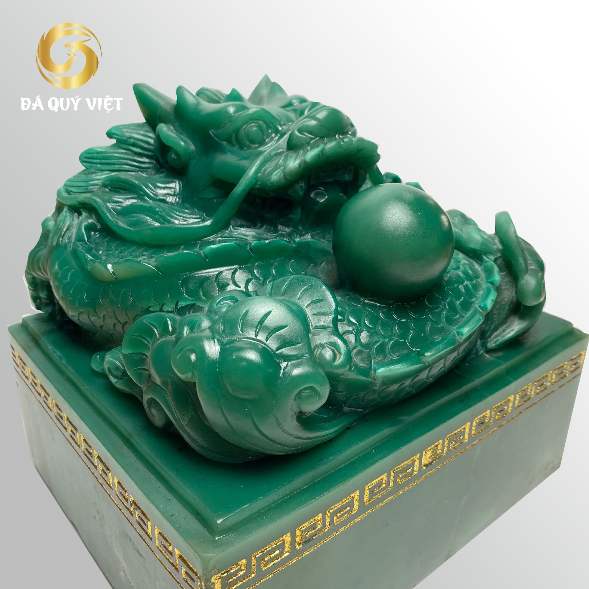 Ấn rồng phong thuỷ đá thạch anh Xanh