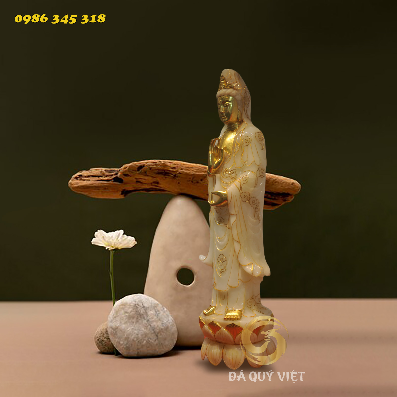 Tượng Phật Bà Quan Thế  Âm (KT 110cm x 28cm)