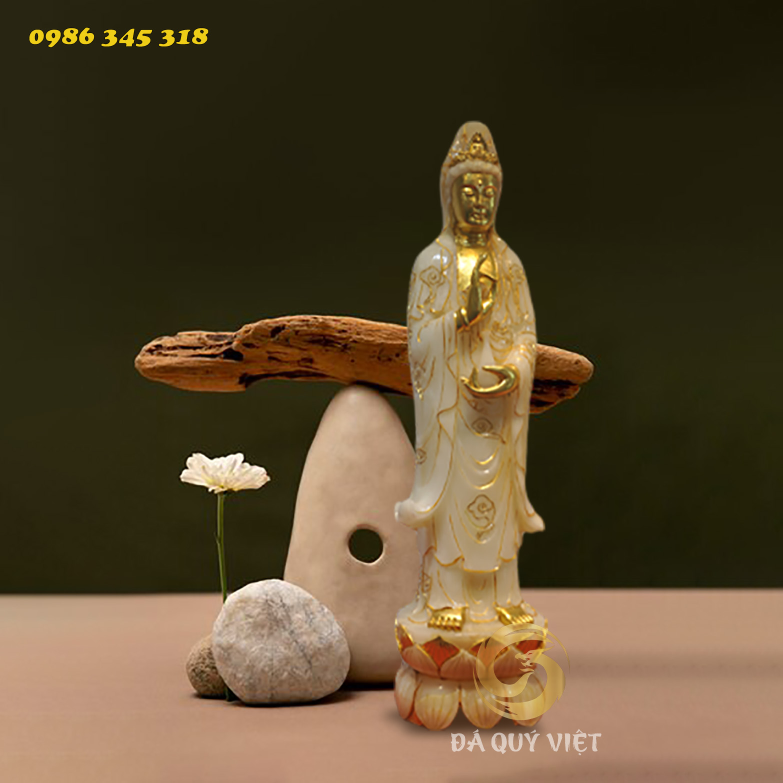 Tượng Phật Bà Quan Thế  Âm (KT 110cm x 28cm)