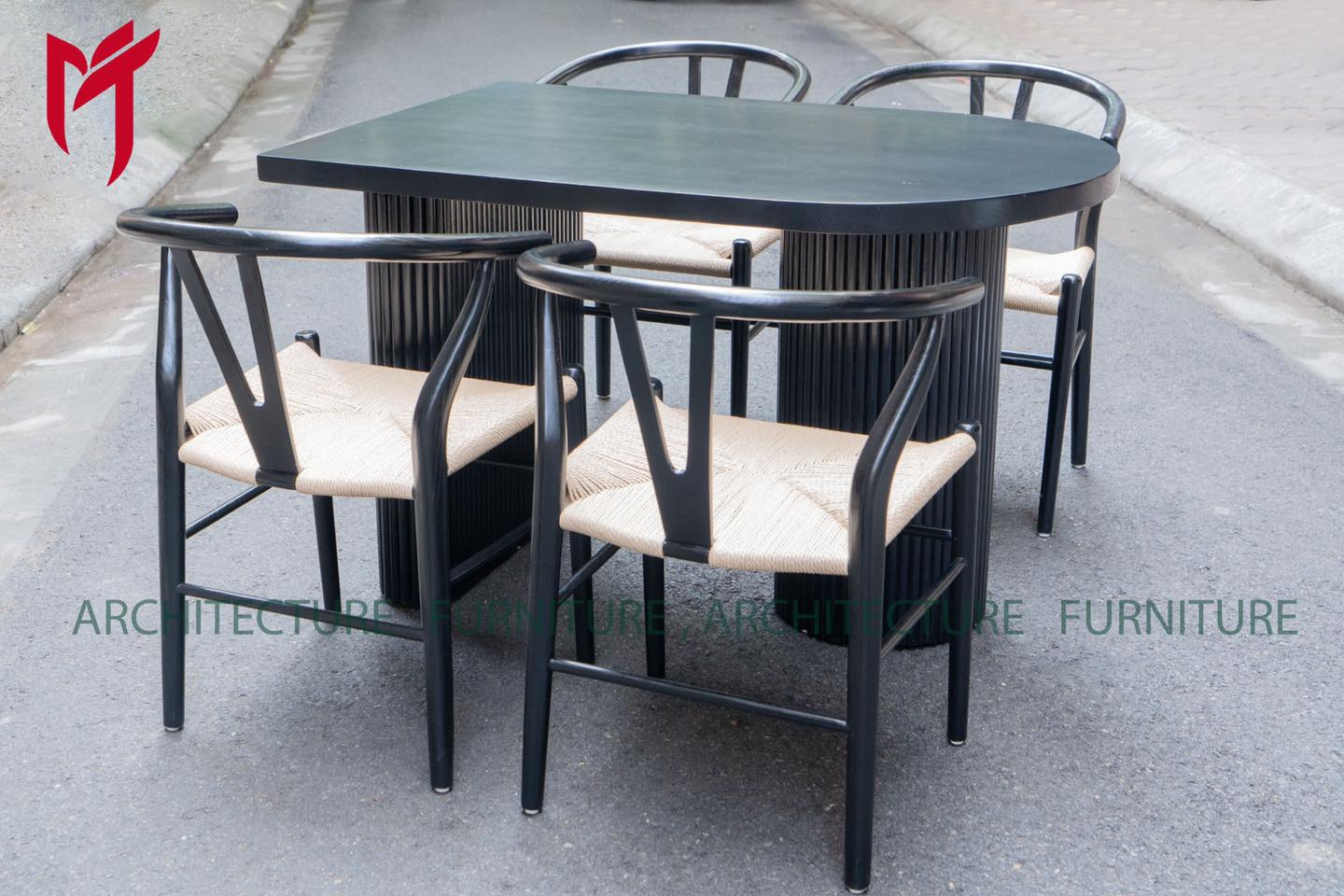 Bộ bàn ghế ăn Oval bán nguyệt | Manhvietfurniture Bộ Bàn Ghế Ăn Oval Bán Nguyệt | Manhvietfurniture