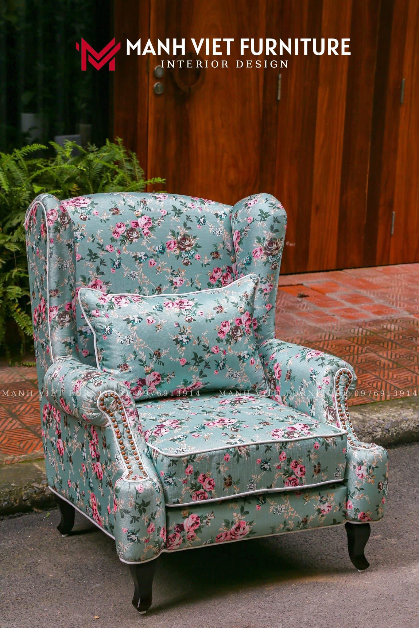 Floral Wing Back Chair