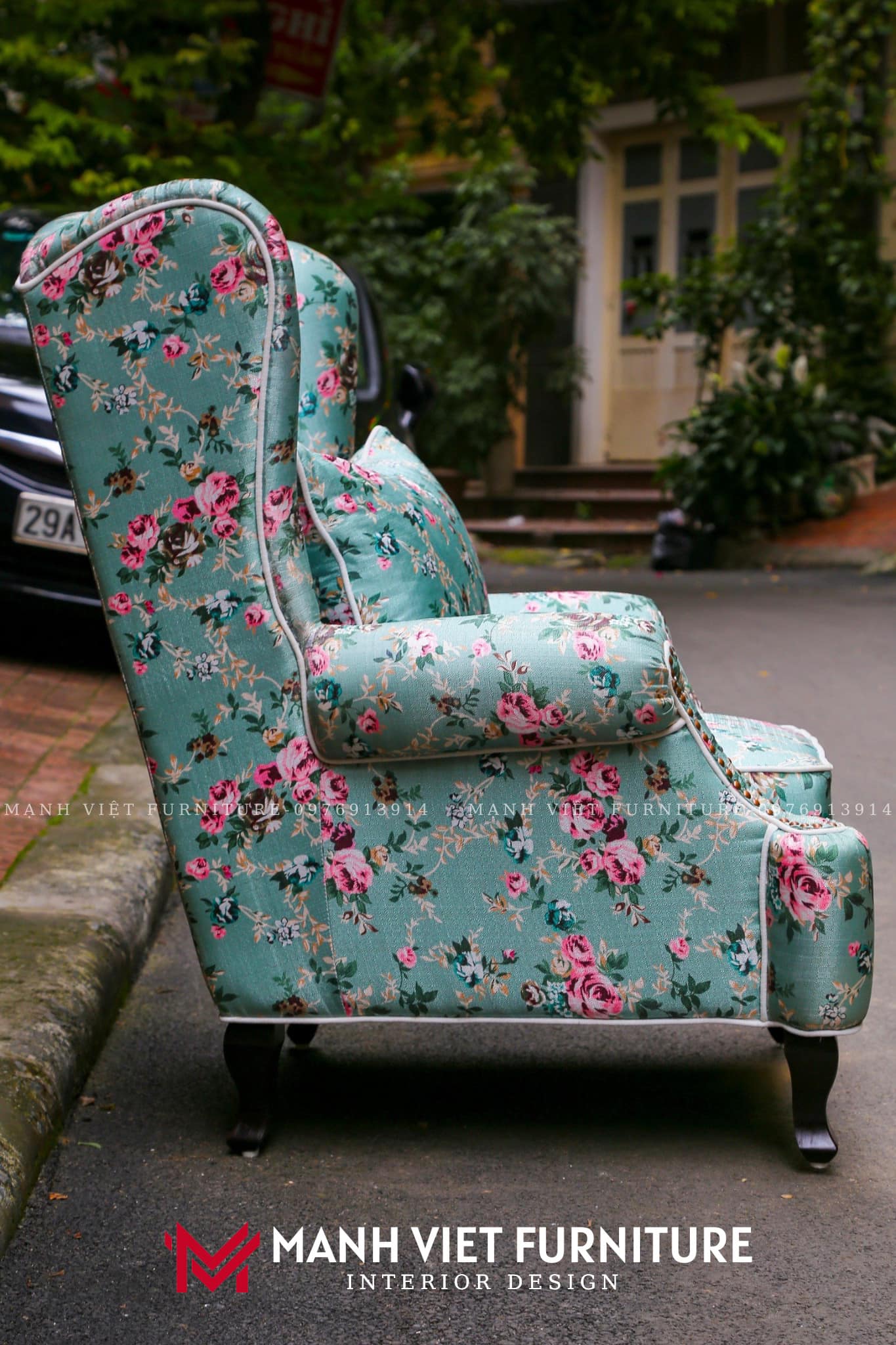 Floral Wing Back Chair