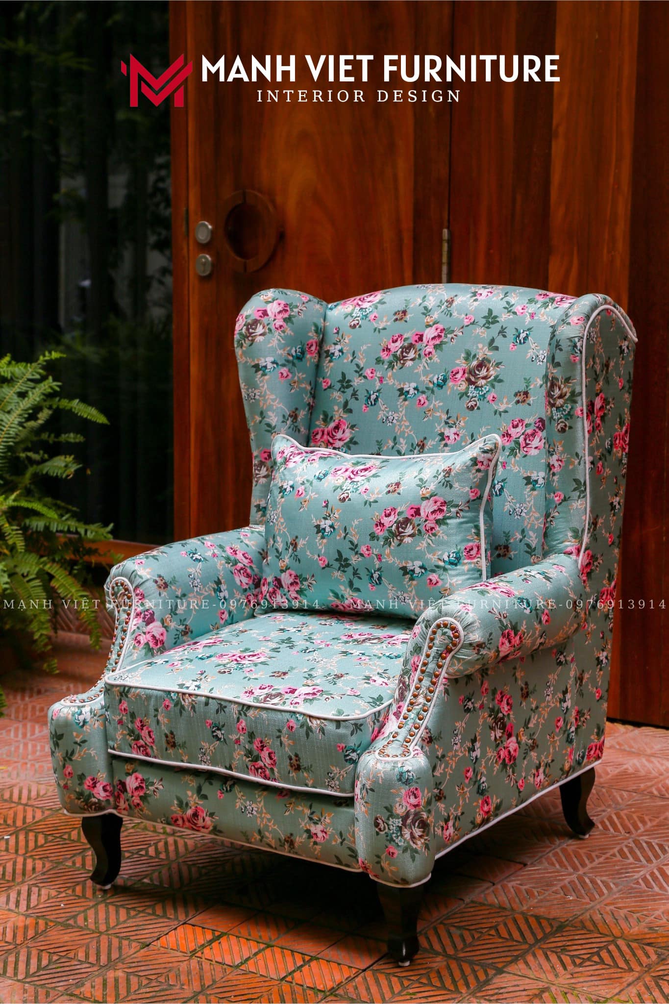 Floral Wing Back Chair
