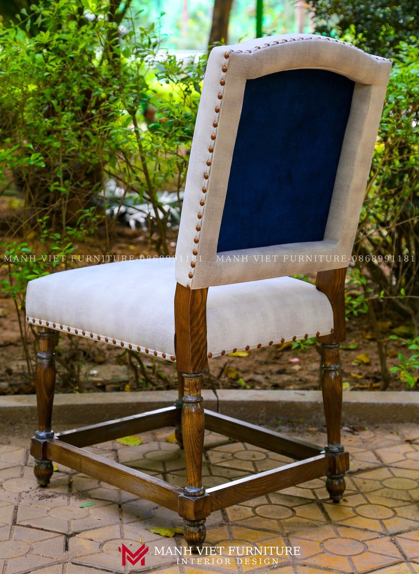 Spanish Linen Upholstered Dining Chair