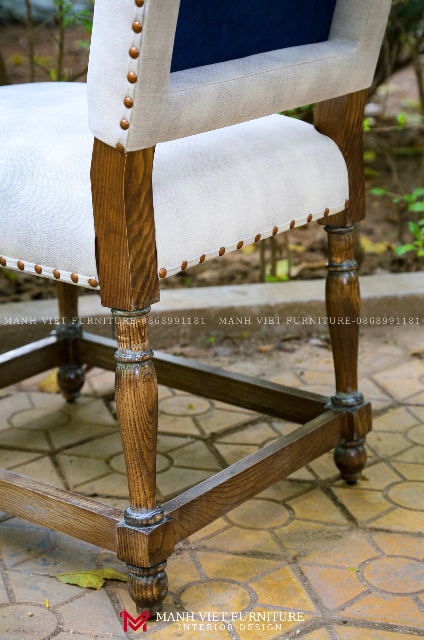 Spanish Linen Upholstered Dining Chair