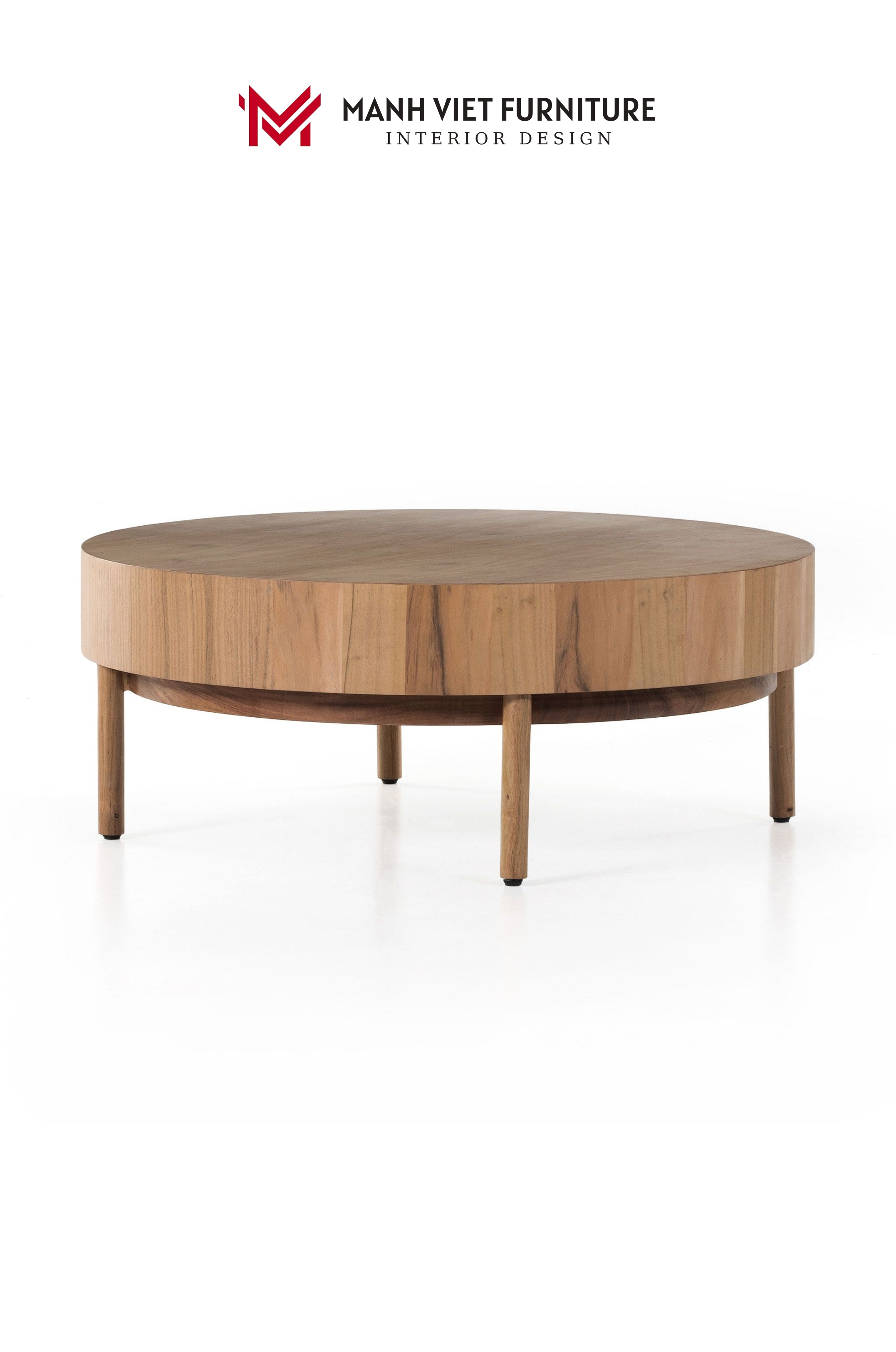 Wood Drum Round Coffee Table