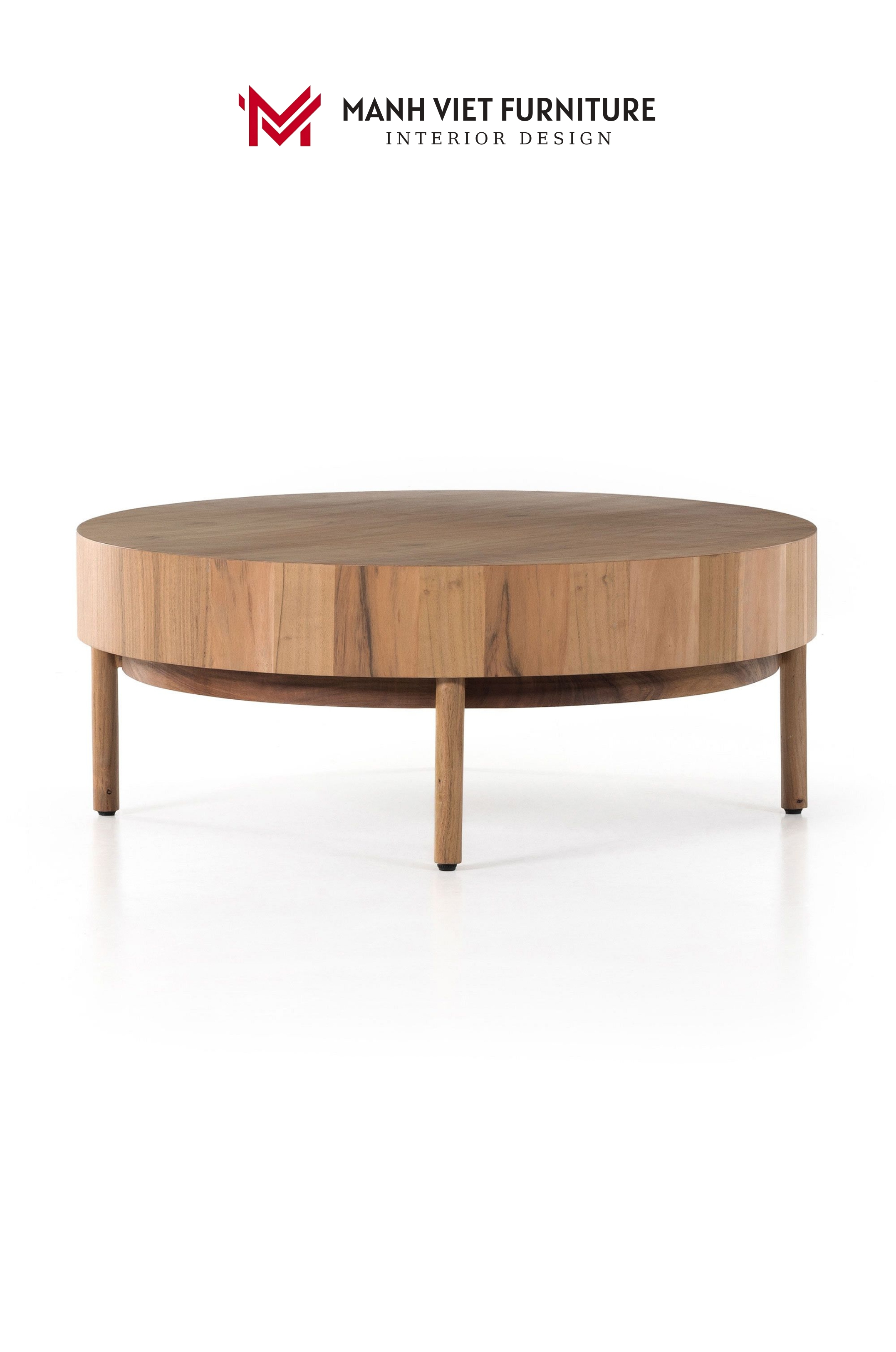 Wood Drum Round Coffee Table