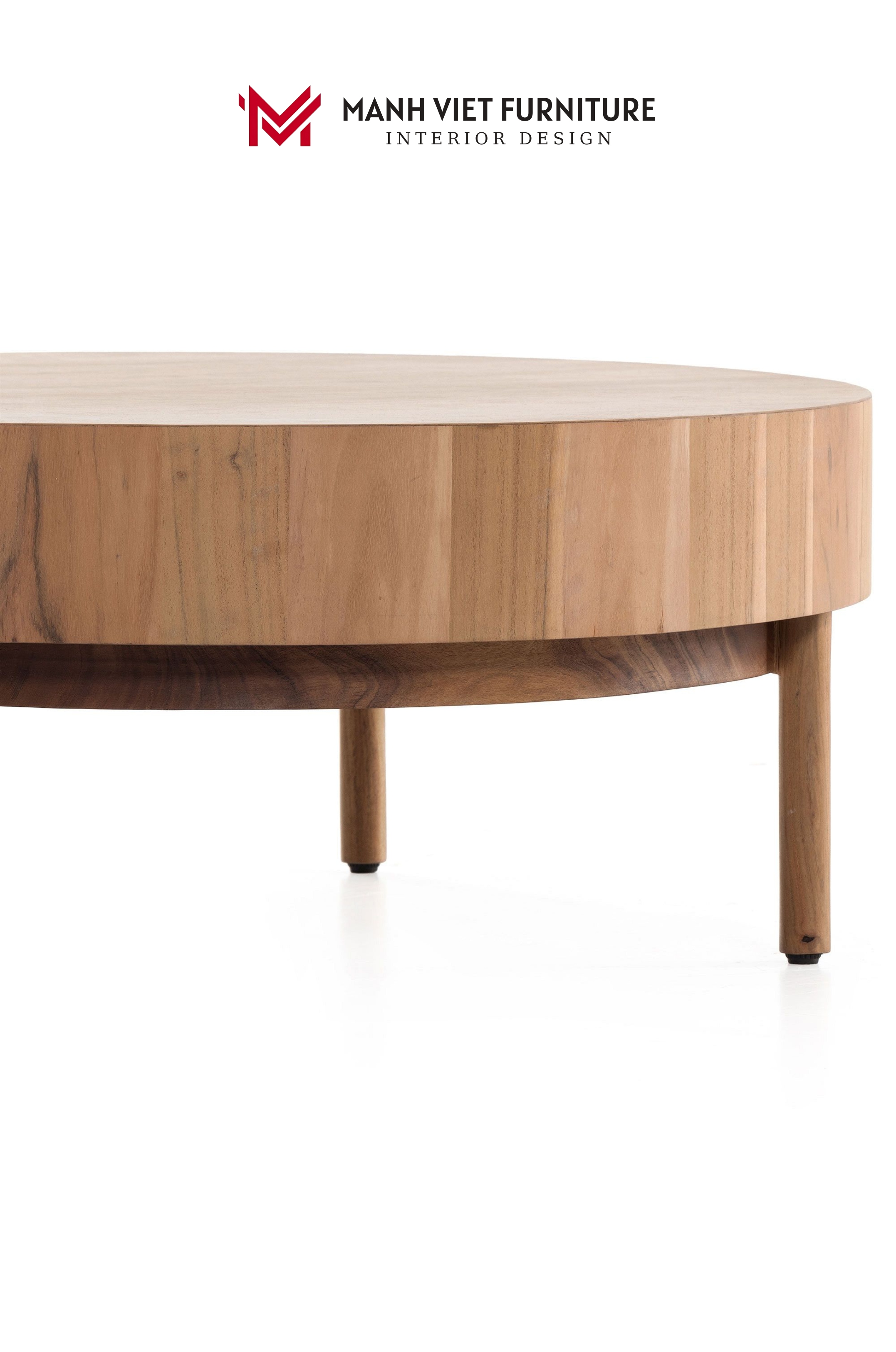 Wood Drum Round Coffee Table